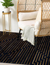 Metropolitan Matrix Collection Area Rug -  Skyline Rectangle Navy Blue and Gold  lifestyle 21