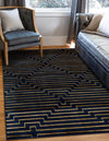 Metropolitan Matrix Collection Area Rug -  Skyline Rectangle Navy Blue and Gold  lifestyle 25