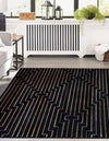 Metropolitan Matrix Collection Area Rug -  Skyline Rectangle Navy Blue and Gold  lifestyle 29