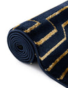 Metropolitan Matrix Collection Area Rug -  Skyline Rectangle Navy Blue and Gold  lifestyle 73