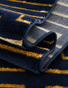 Metropolitan Matrix Collection Area Rug -  Skyline Rectangle Navy Blue and Gold  lifestyle 77