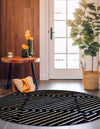 Metropolitan Matrix Collection Area Rug -  Skyline Round Navy Blue and Gold  lifestyle 181