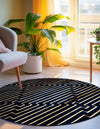 Metropolitan Matrix Collection Area Rug -  Skyline Round Navy Blue and Gold  lifestyle 196