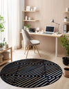 Metropolitan Matrix Collection Area Rug -  Skyline Round Navy Blue and Gold  lifestyle 211