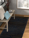 Metropolitan Matrix Collection Area Rug -  Skyline Runner Navy Blue and Gold  lifestyle 104