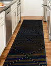 Metropolitan Matrix Collection Area Rug -  Skyline Runner Navy Blue and Gold  lifestyle 116