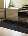 Metropolitan Matrix Collection Area Rug -  Skyline Runner Navy Blue and Gold  lifestyle 122