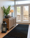 Metropolitan Matrix Collection Area Rug -  Skyline Runner Navy Blue and Gold  lifestyle 128