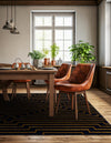 Metropolitan Matrix Collection Area Rug -  Skyline Square Navy Blue and Gold  lifestyle 227