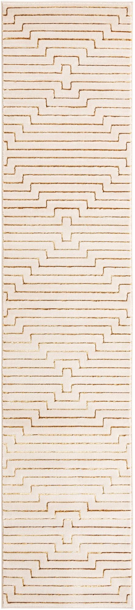 Metropolitan Matrix Collection Area Rug -  Skyline Runner White and Gold  lifestyle 56