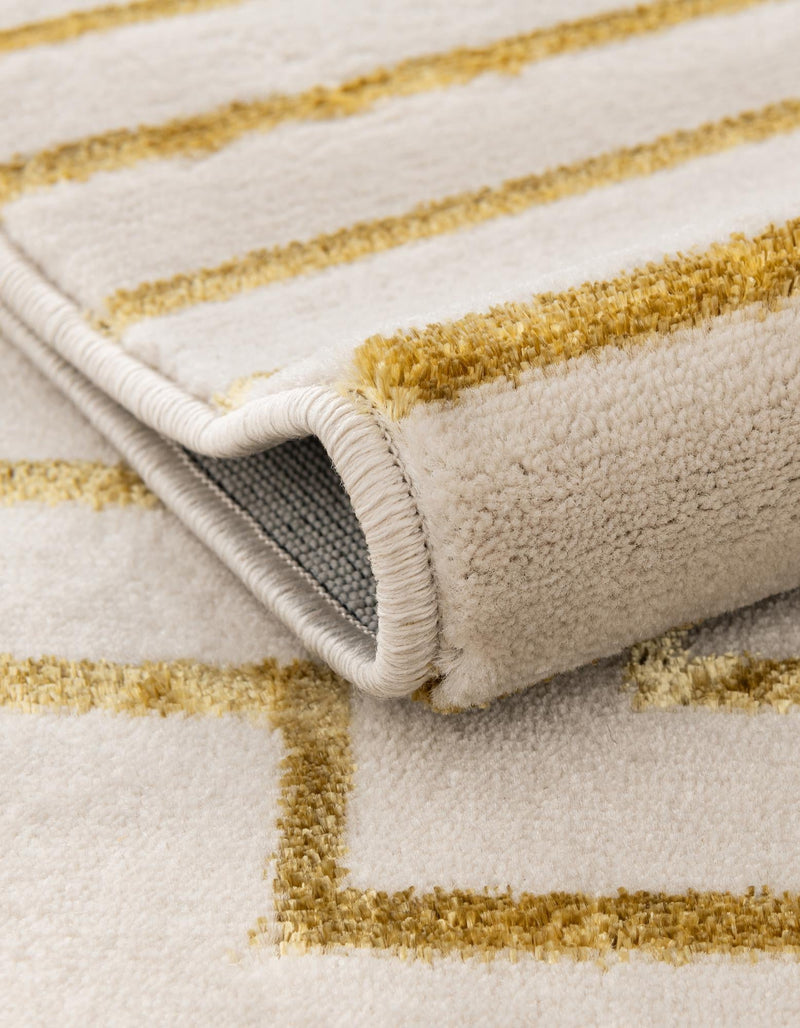 Metropolitan Matrix Collection Area Rug -  Skyline Rectangle White and Gold  lifestyle 48
