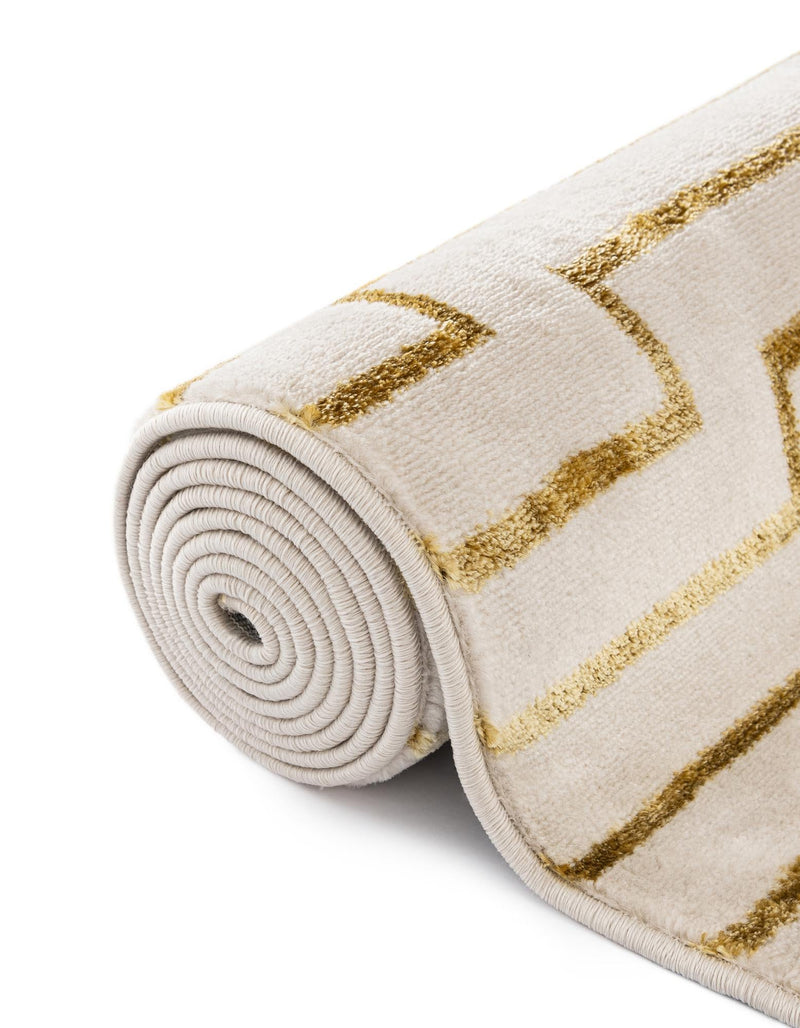 Metropolitan Matrix Collection Area Rug -  Skyline Rectangle White and Gold  lifestyle 72