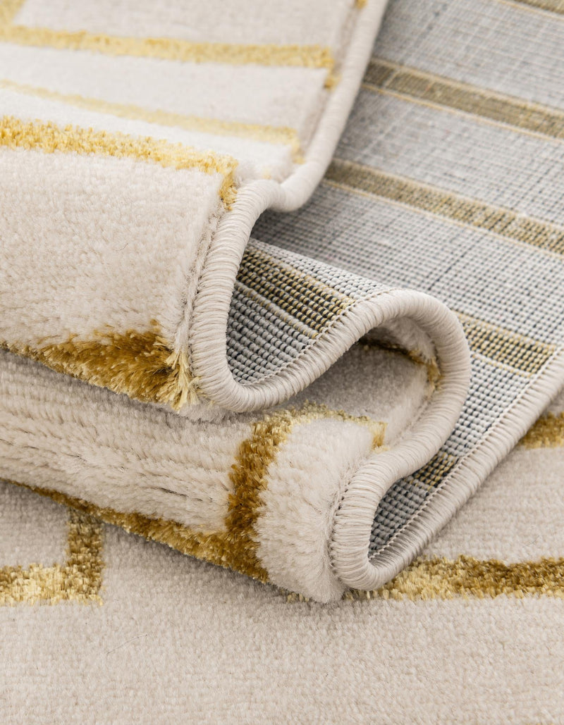 Metropolitan Matrix Collection Area Rug -  Skyline Rectangle White and Gold  lifestyle 76