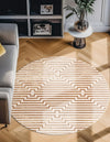 Metropolitan Matrix Collection Area Rug -  Skyline Round White and Gold  lifestyle 95