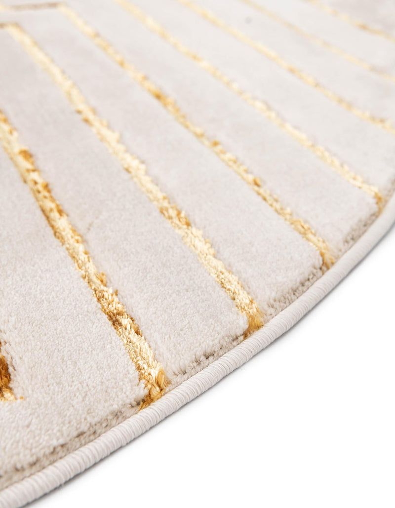 Metropolitan Matrix Collection Area Rug -  Skyline Round White and Gold  lifestyle 149