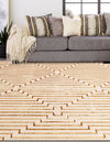 Metropolitan Matrix Collection Area Rug -  Skyline Square White and Gold  lifestyle 102