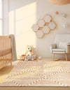 Metropolitan Matrix Collection Area Rug -  Skyline Square White and Gold  lifestyle 108