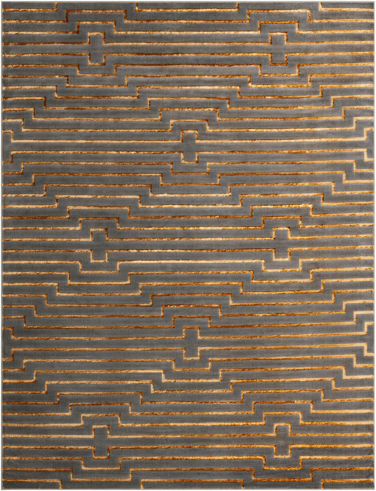 Metropolitan Matrix Collection Area Rug -  Skyline Rectangle Gray and Gold  lifestyle 4