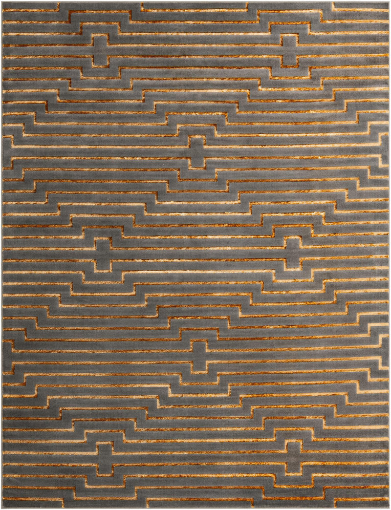 Metropolitan Matrix Collection Area Rug -  Skyline Rectangle Gray and Gold  lifestyle 4