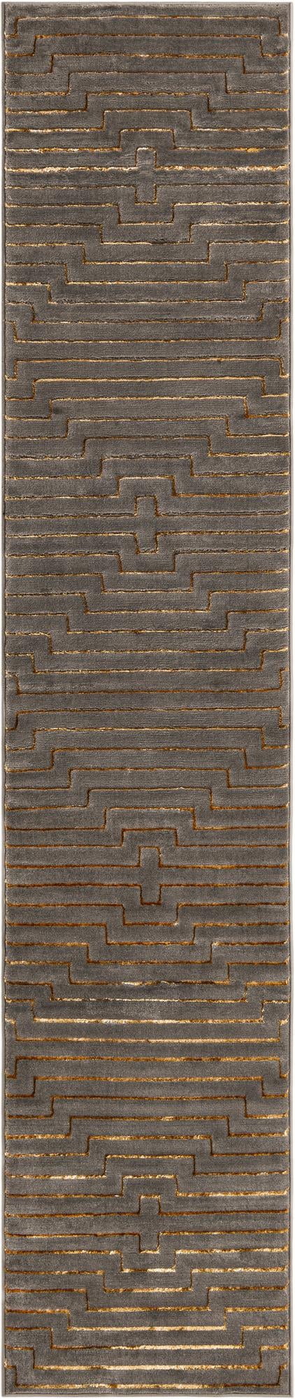 Metropolitan Matrix Collection Area Rug -  Skyline Runner Gray and Gold  lifestyle 50