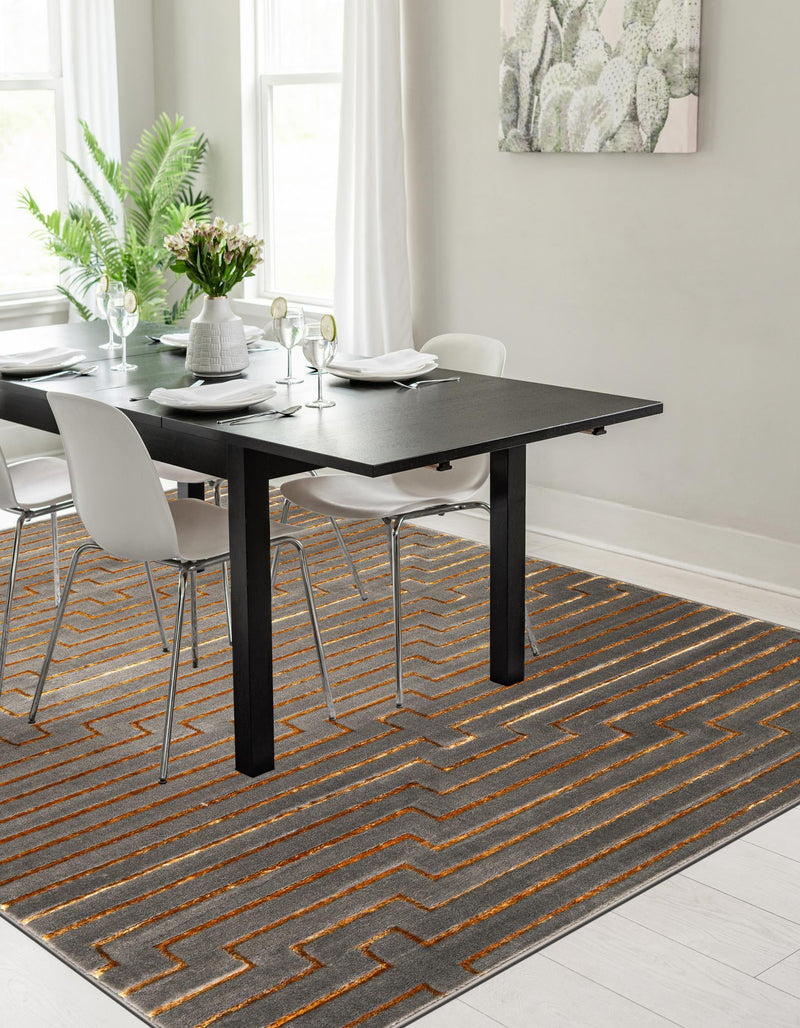 Metropolitan Matrix Collection Area Rug -  Skyline Rectangle Gray and Gold  lifestyle 19