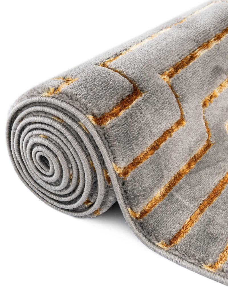 Metropolitan Matrix Collection Area Rug -  Skyline Rectangle Gray and Gold  lifestyle 94