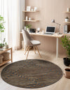 Metropolitan Matrix Collection Area Rug -  Skyline Round Gray and Gold  lifestyle 146