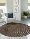 Metropolitan Matrix Collection Area Rug -  Skyline Round Gray and Gold  lifestyle 191