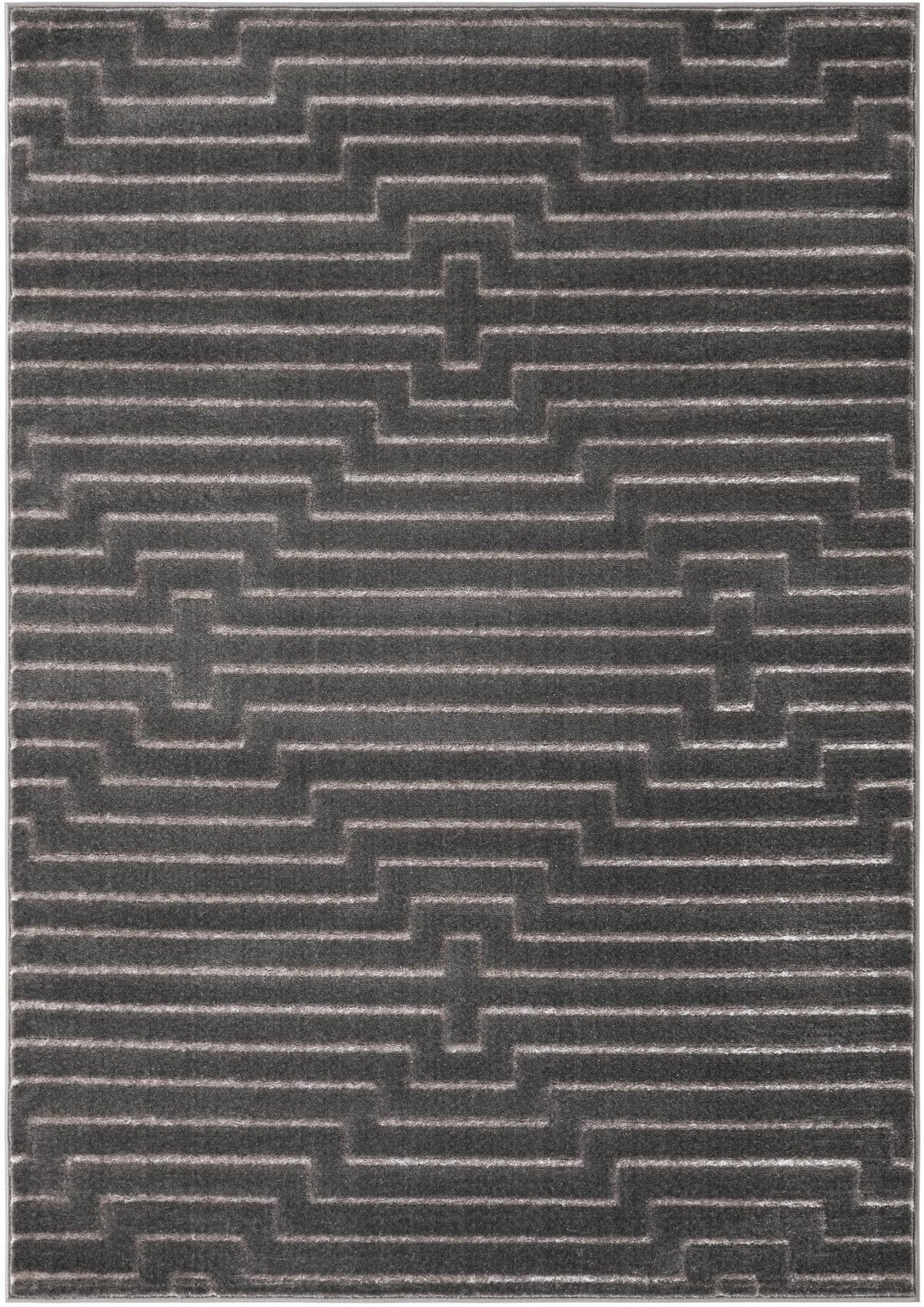 Metropolitan Matrix Collection Area Rug -  Skyline Rectangle Gray and Silver  lifestyle 3