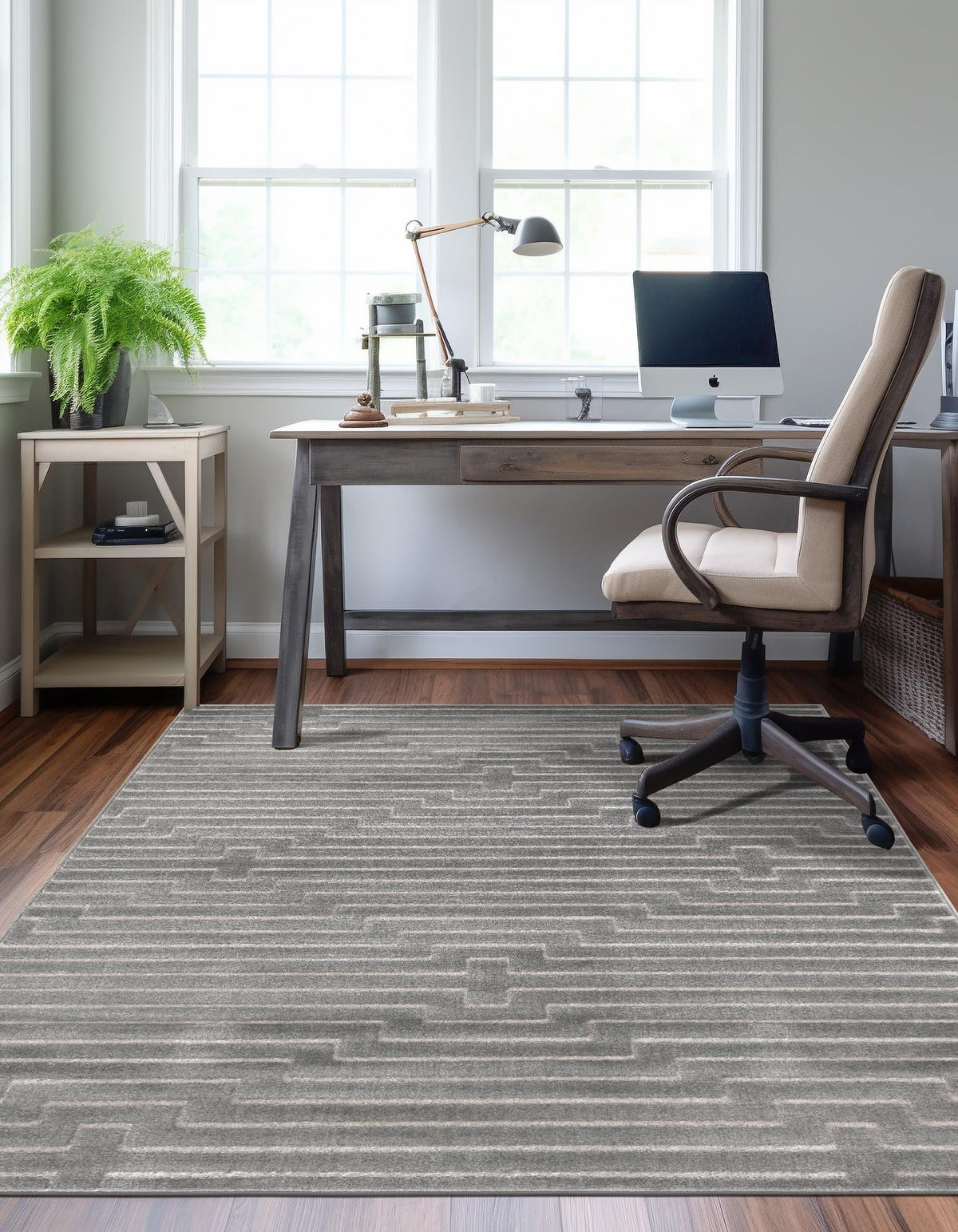 Metropolitan Matrix Collection Area Rug -  Skyline Rectangle Gray and Silver  lifestyle 15
