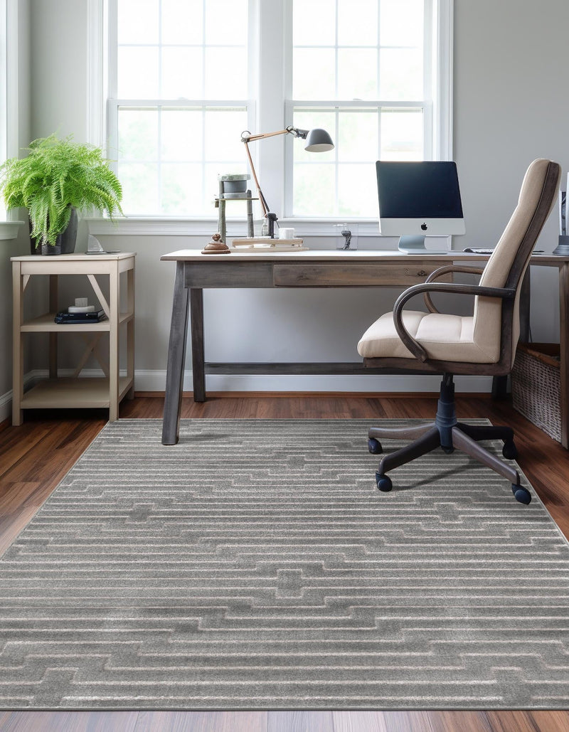 Metropolitan Matrix Collection Area Rug -  Skyline Rectangle Gray and Silver  lifestyle 15