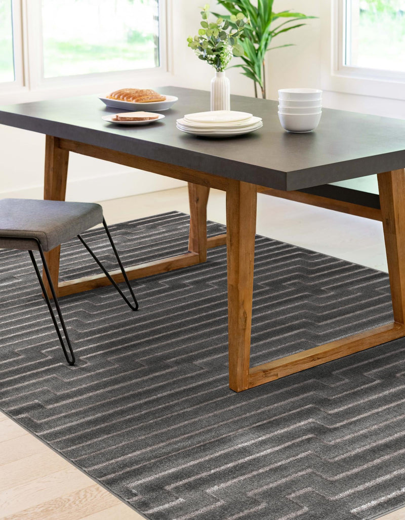 Metropolitan Matrix Collection Area Rug -  Skyline Rectangle Gray and Silver  lifestyle 19