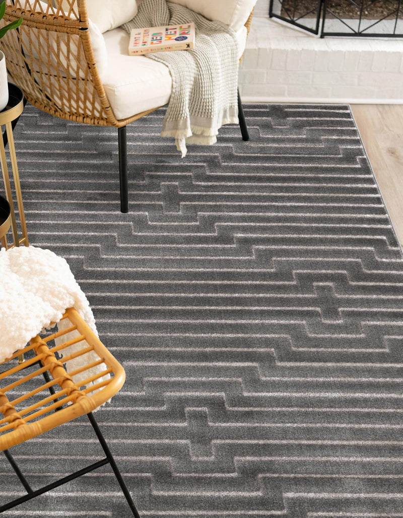 Metropolitan Matrix Collection Area Rug -  Skyline Rectangle Gray and Silver  lifestyle 23