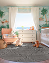 Metropolitan Matrix Collection Area Rug -  Skyline Round Gray and Silver  lifestyle 112