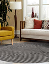 Metropolitan Matrix Collection Area Rug -  Skyline Round Gray and Silver  lifestyle 136