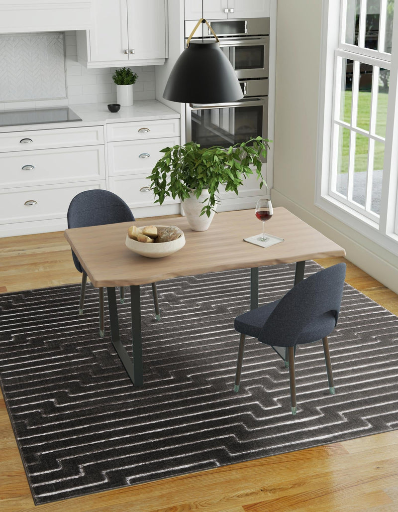 Metropolitan Matrix Collection Area Rug -  Skyline Square Gray and Silver  lifestyle 180