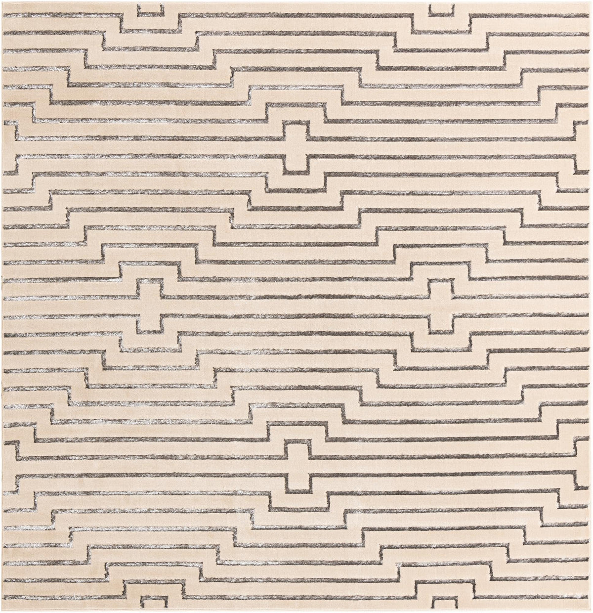 Metropolitan Matrix Collection Area Rug -  Skyline Square White and Silver  lifestyle 58