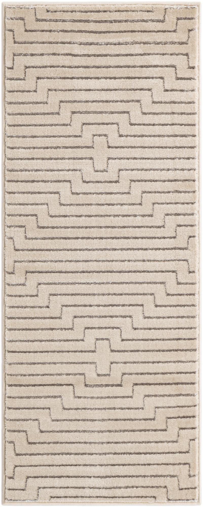 Metropolitan Matrix Collection Area Rug -  Skyline Runner White and Silver  lifestyle 87