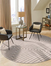 Metropolitan Matrix Collection Area Rug -  Skyline Round White and Silver  lifestyle 138