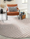 Metropolitan Matrix Collection Area Rug -  Skyline Round White and Silver  lifestyle 168