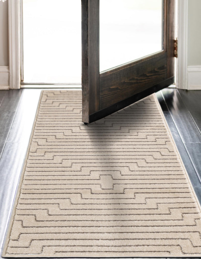 Metropolitan Matrix Collection Area Rug -  Skyline Runner White and Silver  lifestyle 135