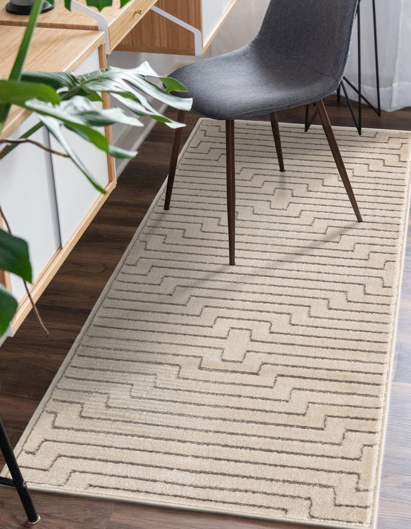 Metropolitan Matrix Collection Area Rug -  Skyline Runner White and Silver  lifestyle 141