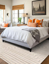 Metropolitan Matrix Collection Area Rug -  Skyline Square White and Silver  lifestyle 169