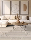 Metropolitan Matrix Collection Area Rug -  Skyline Square White and Silver  lifestyle 229