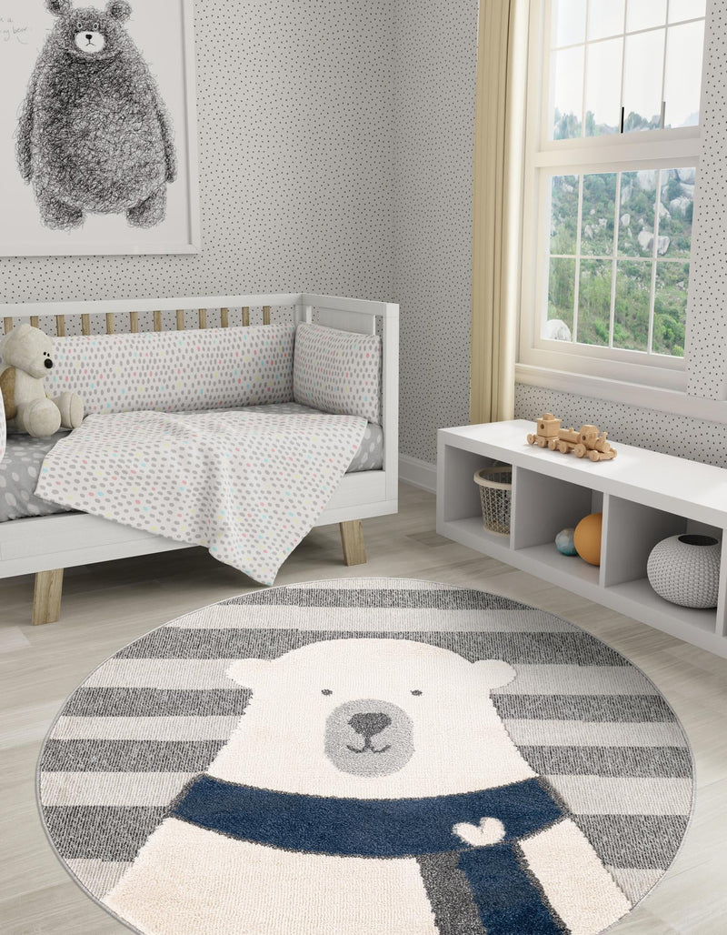 Wonder Tykes Collection Area Rug -  Dreamland Round Gray  lifestyle 25