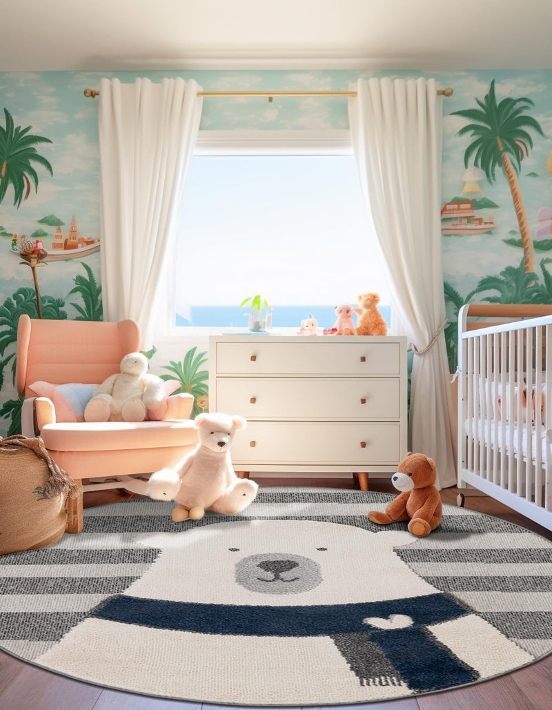 Wonder Tykes Collection Area Rug -  Dreamland Round Gray  lifestyle 31