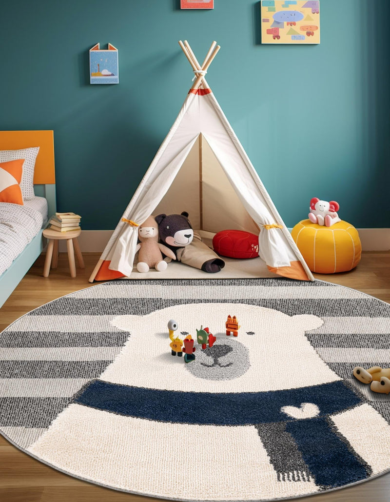 Wonder Tykes Collection Area Rug -  Dreamland Round Gray  lifestyle 43