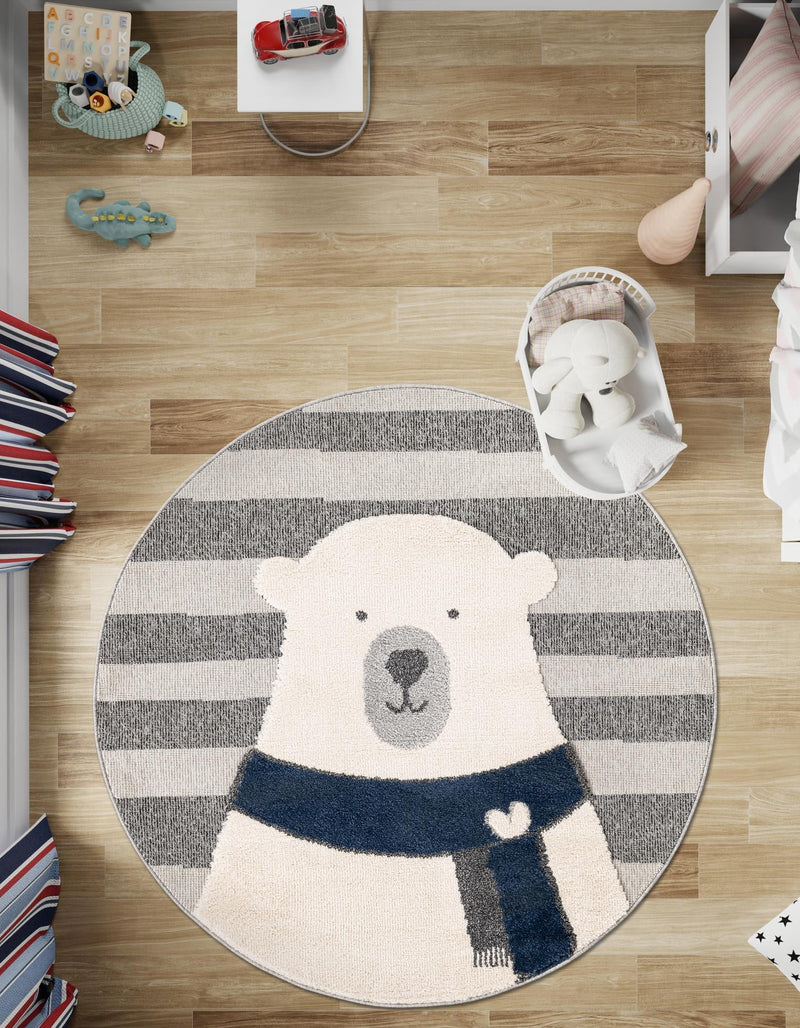 Wonder Tykes Collection Area Rug -  Dreamland Round Gray  lifestyle 49