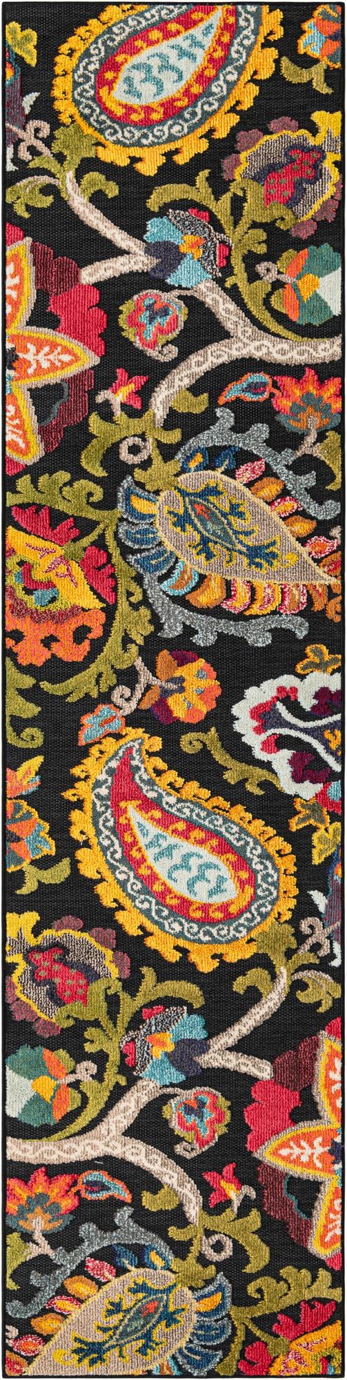 Outdoor Marrakesh Collection Area Rug - Fes Runner Multi Black  lifestyle 42