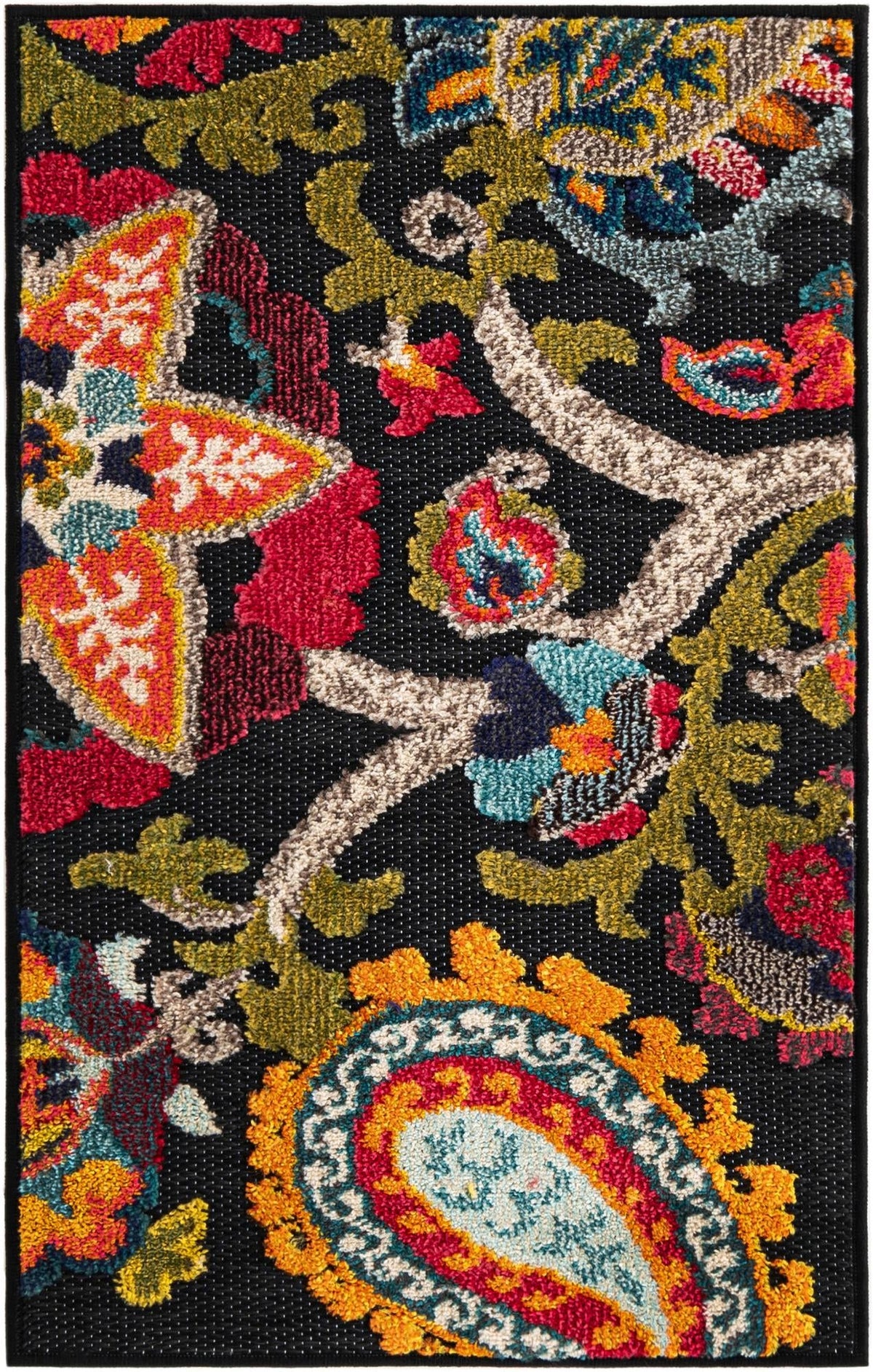 Outdoor Marrakesh Collection Area Rug - Fes Rectangle Multi Black  lifestyle 3